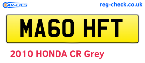 MA60HFT are the vehicle registration plates.