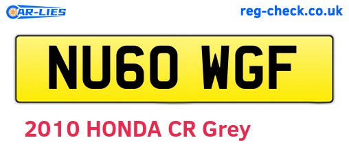 NU60WGF are the vehicle registration plates.