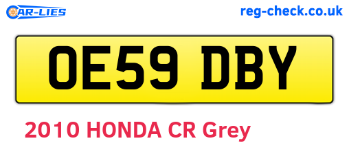 OE59DBY are the vehicle registration plates.