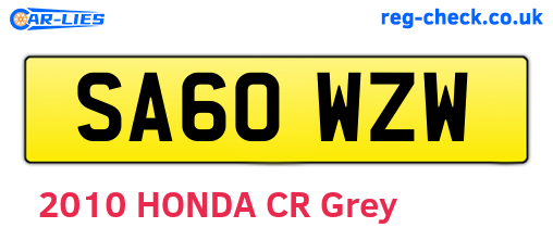 SA60WZW are the vehicle registration plates.