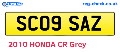 SC09SAZ are the vehicle registration plates.