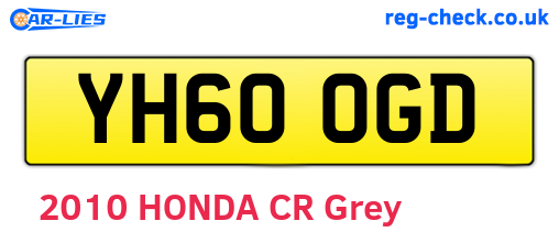 YH60OGD are the vehicle registration plates.