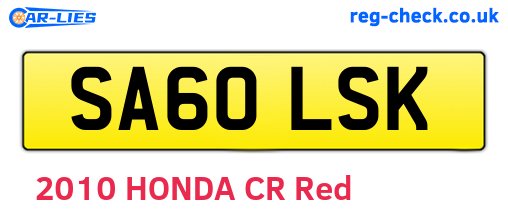 SA60LSK are the vehicle registration plates.