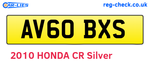 AV60BXS are the vehicle registration plates.