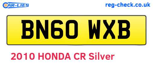 BN60WXB are the vehicle registration plates.