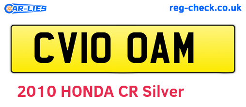 CV10OAM are the vehicle registration plates.