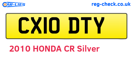 CX10DTY are the vehicle registration plates.