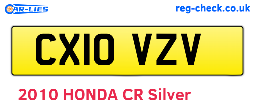 CX10VZV are the vehicle registration plates.