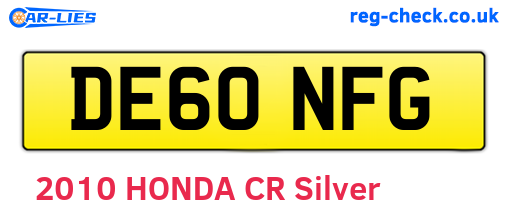 DE60NFG are the vehicle registration plates.