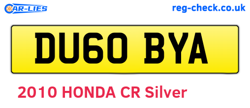 DU60BYA are the vehicle registration plates.