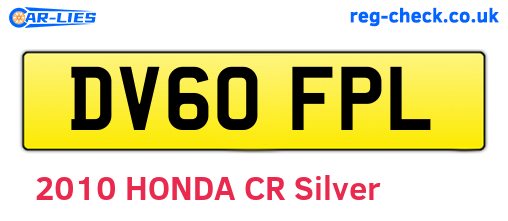 DV60FPL are the vehicle registration plates.