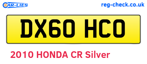 DX60HCO are the vehicle registration plates.