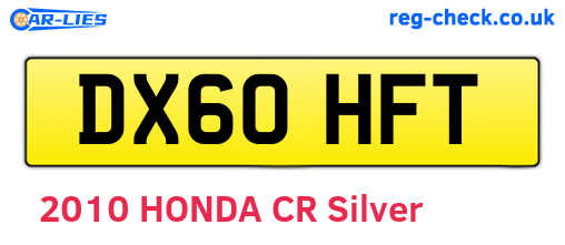 DX60HFT are the vehicle registration plates.