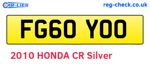 FG60YOO are the vehicle registration plates.