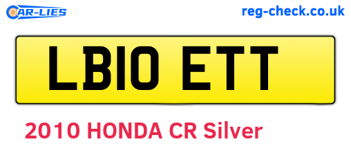 LB10ETT are the vehicle registration plates.