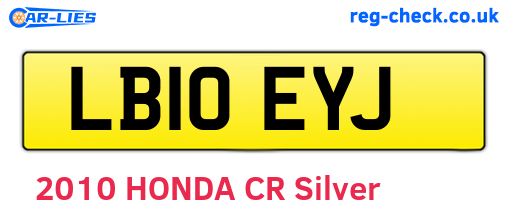 LB10EYJ are the vehicle registration plates.