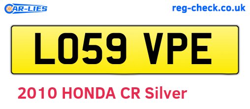 LO59VPE are the vehicle registration plates.