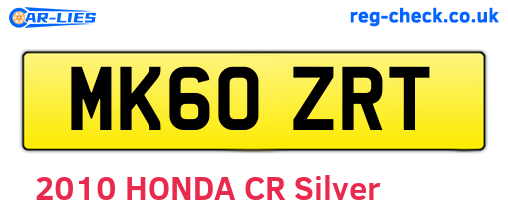 MK60ZRT are the vehicle registration plates.