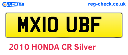 MX10UBF are the vehicle registration plates.