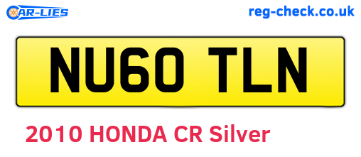 NU60TLN are the vehicle registration plates.