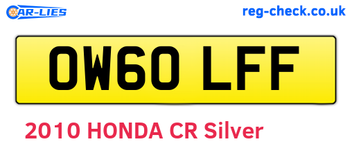 OW60LFF are the vehicle registration plates.