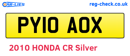 PY10AOX are the vehicle registration plates.