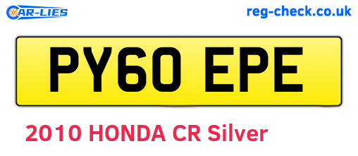 PY60EPE are the vehicle registration plates.