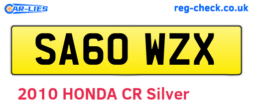 SA60WZX are the vehicle registration plates.
