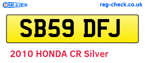 SB59DFJ are the vehicle registration plates.
