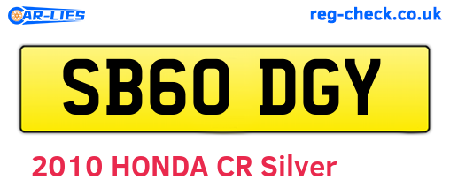 SB60DGY are the vehicle registration plates.