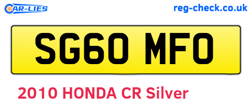 SG60MFO are the vehicle registration plates.
