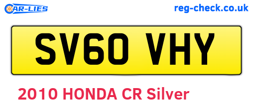 SV60VHY are the vehicle registration plates.