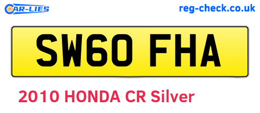 SW60FHA are the vehicle registration plates.