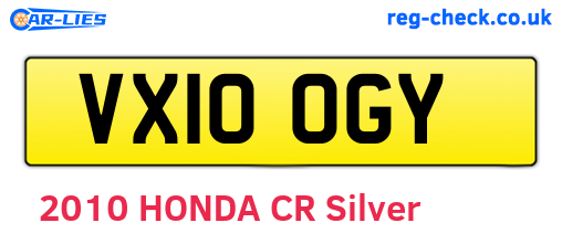 VX10OGY are the vehicle registration plates.