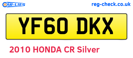 YF60DKX are the vehicle registration plates.