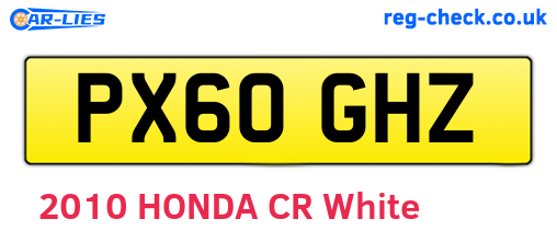 PX60GHZ are the vehicle registration plates.