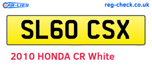 SL60CSX are the vehicle registration plates.