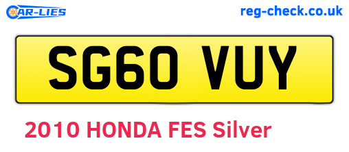 SG60VUY are the vehicle registration plates.