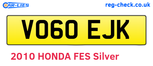 VO60EJK are the vehicle registration plates.