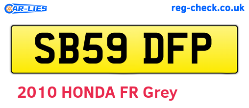 SB59DFP are the vehicle registration plates.