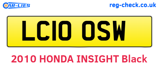 LC10OSW are the vehicle registration plates.