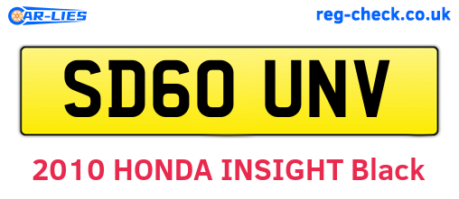 SD60UNV are the vehicle registration plates.