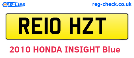 RE10HZT are the vehicle registration plates.