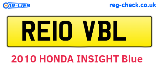RE10VBL are the vehicle registration plates.