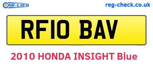 RF10BAV are the vehicle registration plates.