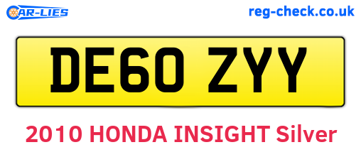 DE60ZYY are the vehicle registration plates.