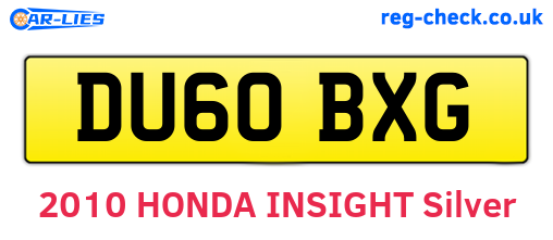 DU60BXG are the vehicle registration plates.