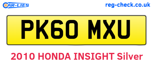 PK60MXU are the vehicle registration plates.