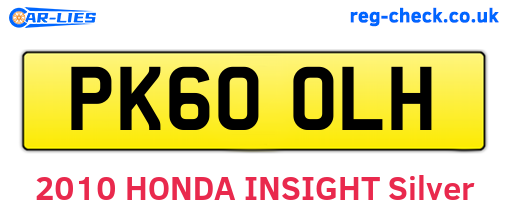 PK60OLH are the vehicle registration plates.
