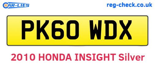 PK60WDX are the vehicle registration plates.